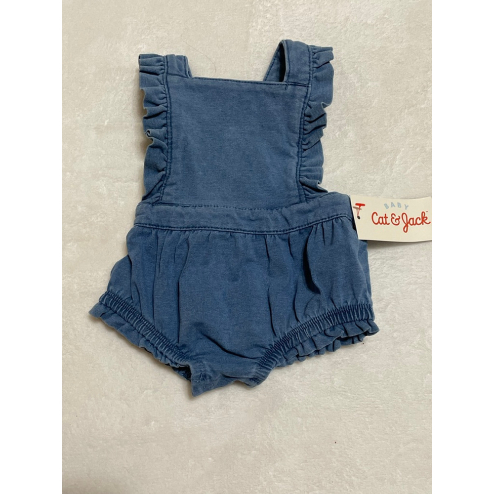 Baby Cat & Jack Blue jean Ruffle Romper 0-3 Months